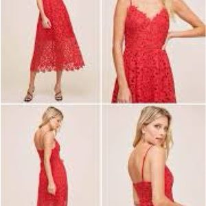ASTR lace midi dress in Red - Size XL